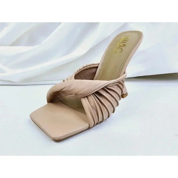EGO Size UK6 (US 7.5-8) Women Beige Square Toe Slip On Stiletto Block Heel Rivka - Picture 5 of 12